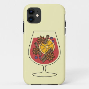 Red mulled wine xmas drawing iPhone 11 case