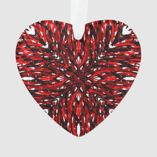 Red Mum Glass Heart Ornament