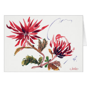 Red Mums (5" x 7"), white envelopes included