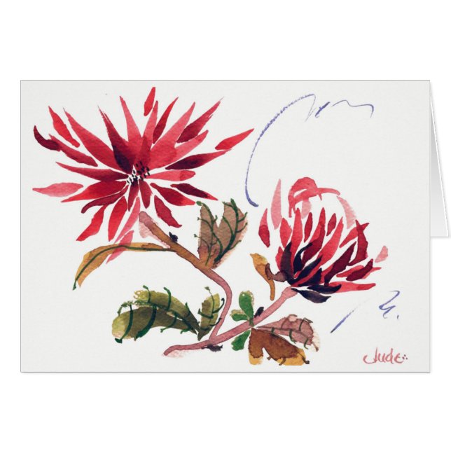 Red Mums (5" x 7"), white envelopes included (Front Horizontal)