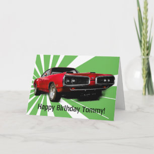 Red Muscle Car Birthday Card