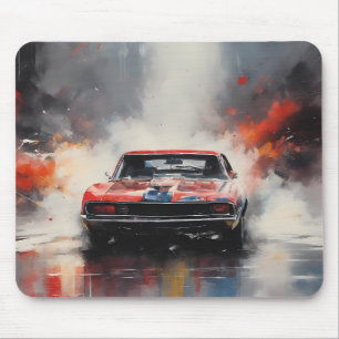 Red  Muscle Car head on Mouse Mat