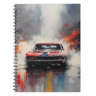 Red Muscle Car head on Notebook