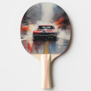 Red  Muscle Car head on Ping Pong Paddle