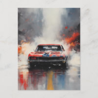 Red Muscle Car head on