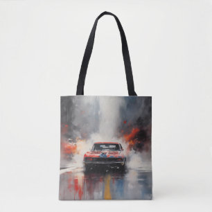 Red  Muscle Car head on Tote Bag