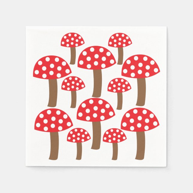 Red Mushroom Botanical  Napkin (Front)