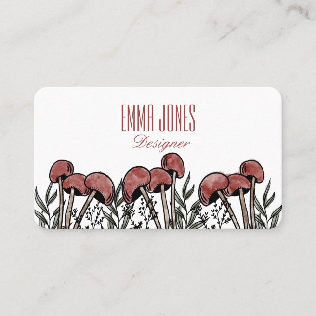 Red Mushroom Caps  Business Card (Front)