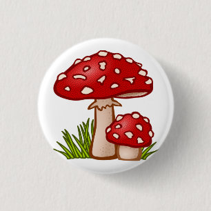 Red Mushroom Cartoon  3 Cm Round Badge