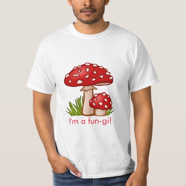 Red Mushroom Cartoon Message T-Shirt (Front)