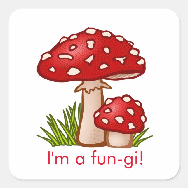 Red Mushroom Cartoon  Square Sticker (Front)