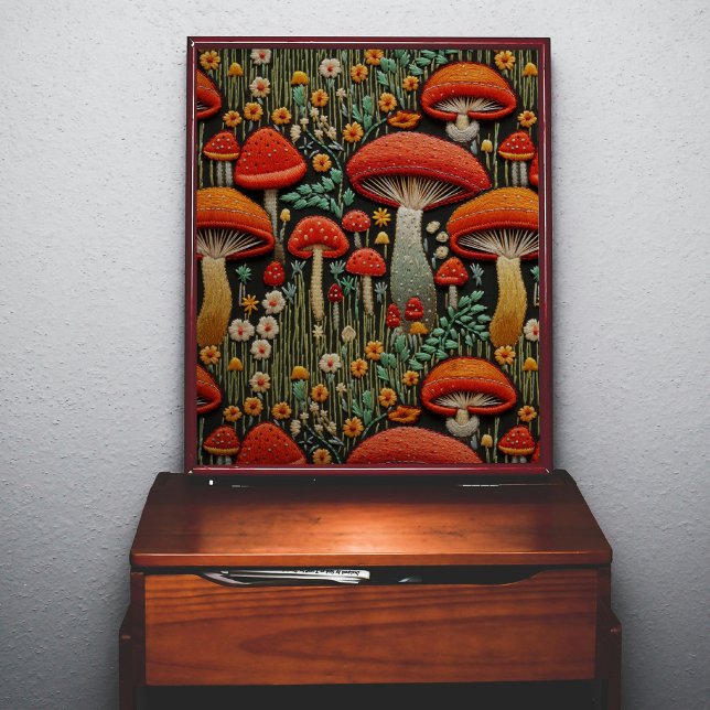Red Mushroom Embroidery Decoupage  Tissue Paper (Creator Uploaded)