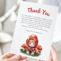 Red Mushroom Girl Baby Shower Thank You