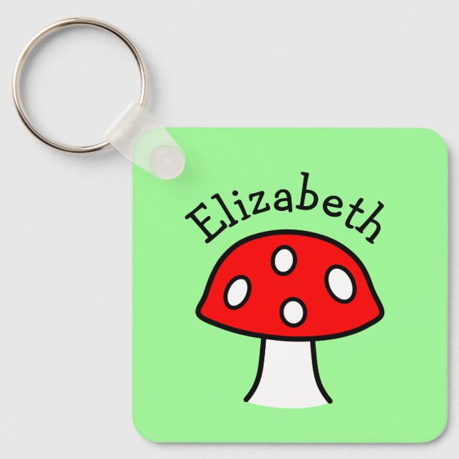 Red Mushroom Name Keychain (Front)