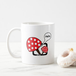 Red Mushroom Saying Hello From Television Coffee Mug