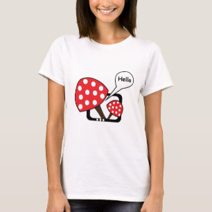 Red Mushroom Saying Hello From Television T-Shirt