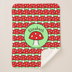 Red Mushroom Sherpa Blanket