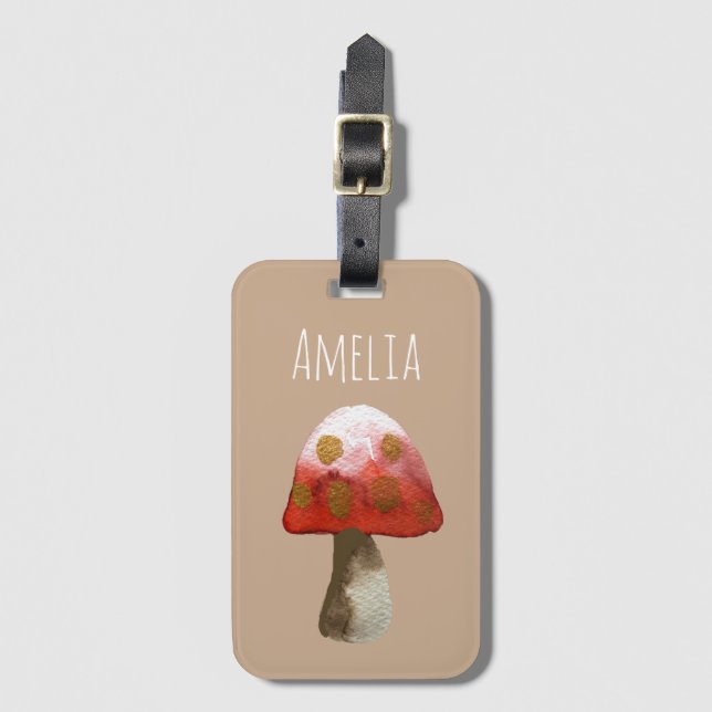 Red Mushroom Toadstool magic Luggage Tag (Front Vertical)