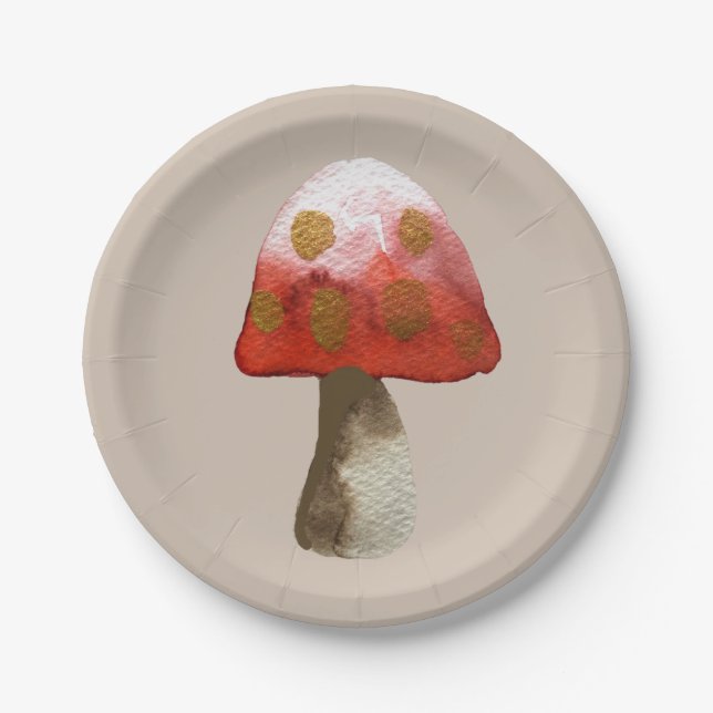 Red Mushroom Toadstool magic Paper Plate (Front)