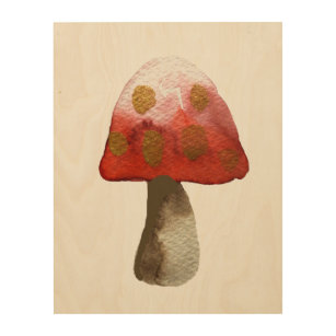 Red Mushroom Toadstool magic Wood Wall Art