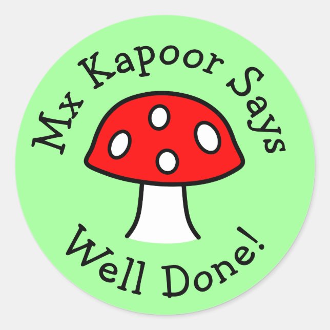 Red Mushroom Well Done Stickers (Front)