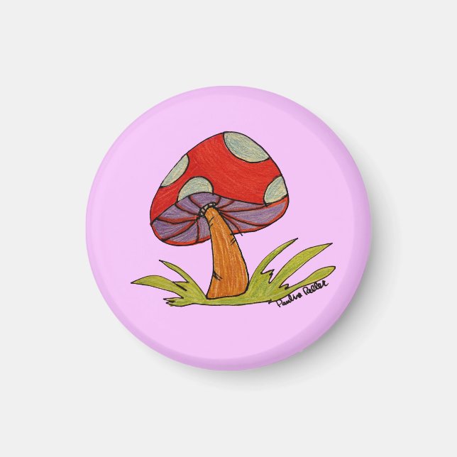 Red Mushroom with purple background Magnet (Front)
