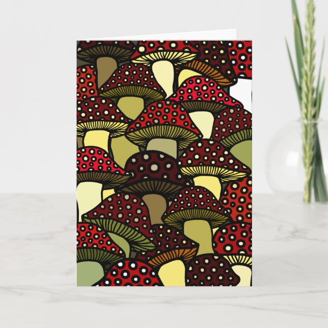 Red Mushrooms Greeting Card (Front)
