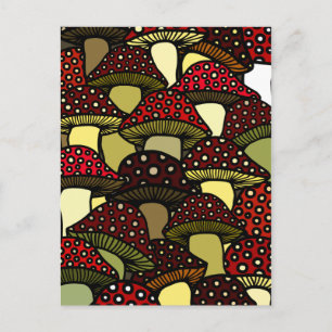 Red Mushrooms Postcard