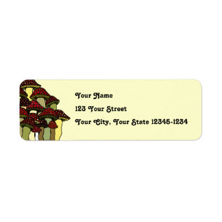 Red Mushrooms Return Address Label