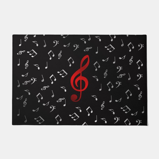 red music notes and silver black doormat (Front)