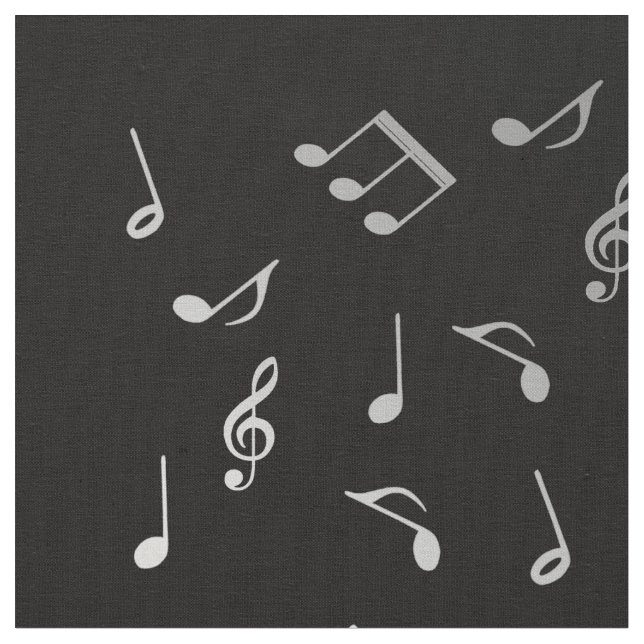 red music notes and silver black fabric (Close Up)