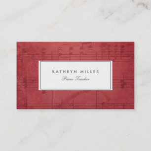 Red Music Notes Business Cards