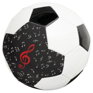 red music notes in black football