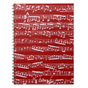 Red music notes notebook