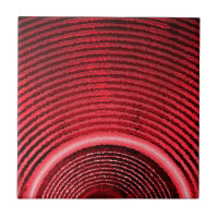Red music speaker and sound waves