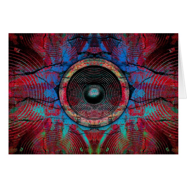 Red music speakers on a cracked wall (Front Horizontal)