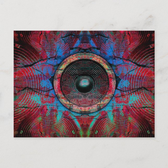 Red music speakers postcard (Front)