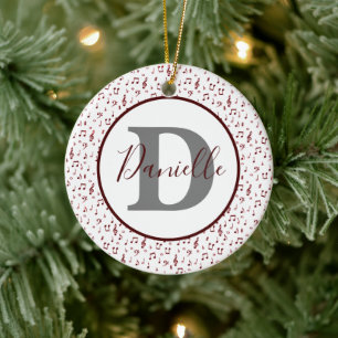 Red music theme personalised ceramic tree decoration