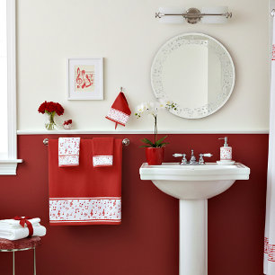 Red musical theme bath towel set