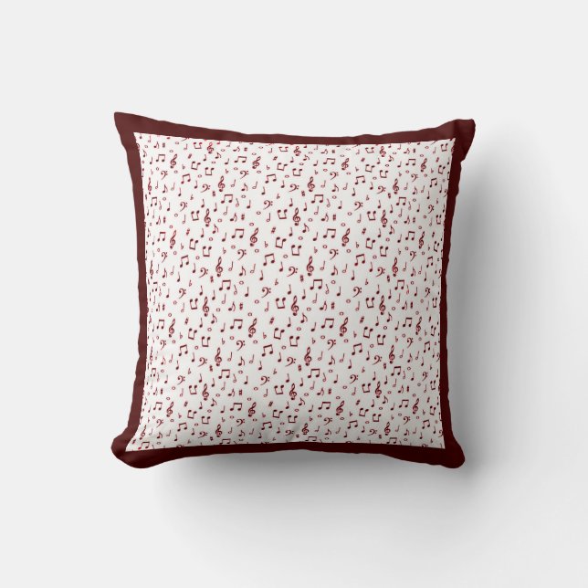 Red musical theme throw pillow (Front)