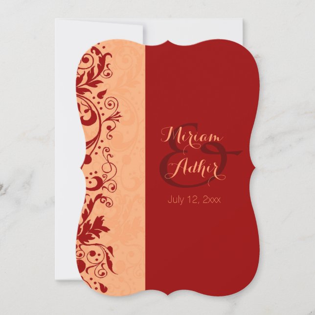 Red Muslim Wedding or Engagement Invitation (Front)