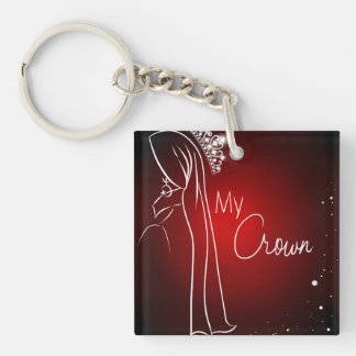 Red My Crown Square (double-sided) Keychain