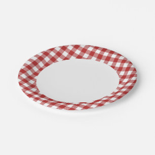 Red n White Plaid Party Paper Plate