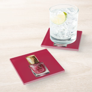 Red Nail Polish Beauty is quote Glass Coaster