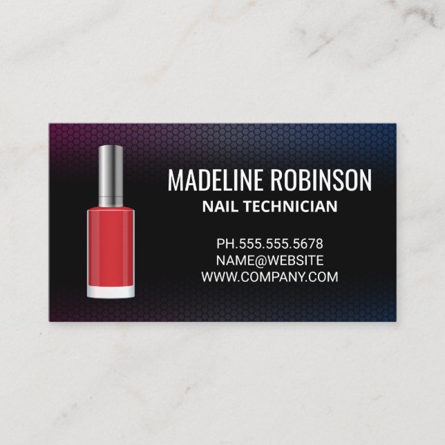 Red Nail Polish Bottle | Nail Salon Business Card (Front)