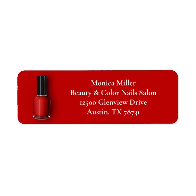 Red Nail Polish Custom Manicurist Return Address (Front)