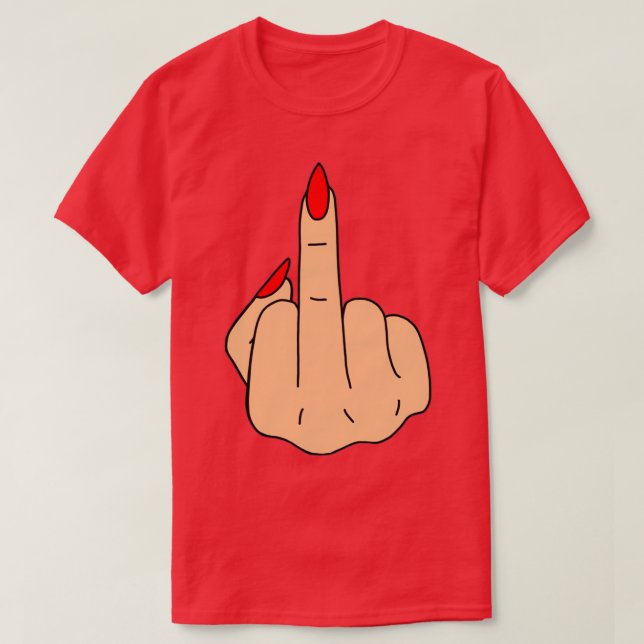 Red Nails Middle Finger T-Shirt (Design Front)