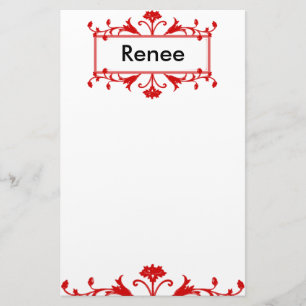 Red Name or Monogram Customisable Stationery