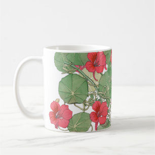 Red Nasturtiums   Antique Lithograph 1896 Coffee Mug