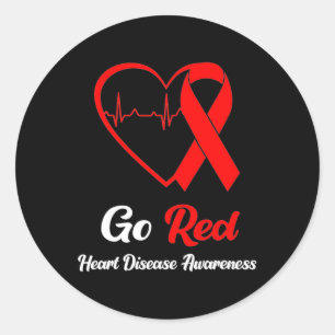 Red National Heart Disease Awareness Month Classic Round Sticker